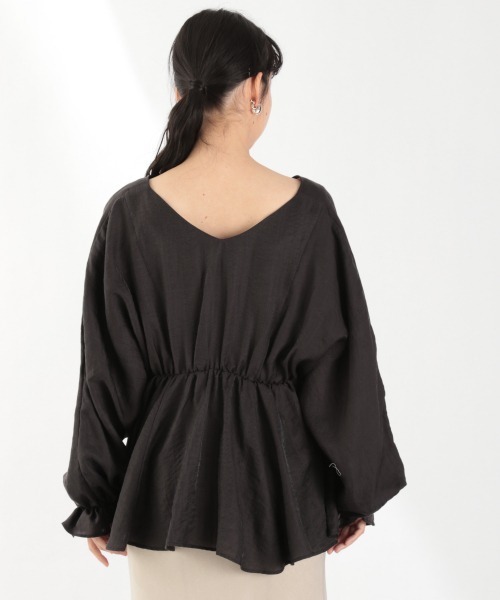 LOWRYS FARM（ローリーズファーム）の「２ＷＡＹソデフリルブラウスＬＳ　932278（シャツ/ブラウス・レディース・アイボリー/ブラック/グリーン・FREE）」の6枚目の写真