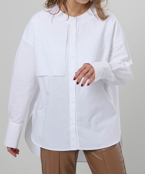 M nort（エムノート）の「【わたなべ麻衣プロデュース】コットン100/レイヤードフラップシャツブラウス（シャツ/ブラウス・レディース・ホワイト/カーキ・FREE）」の22枚目の写真