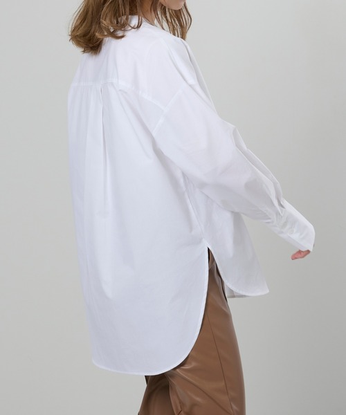 M nort（エムノート）の「【わたなべ麻衣プロデュース】コットン100/レイヤードフラップシャツブラウス（シャツ/ブラウス・レディース・ホワイト/カーキ・FREE）」の8枚目の写真