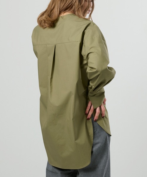 M nort（エムノート）の「【わたなべ麻衣プロデュース】コットン100/レイヤードフラップシャツブラウス（シャツ/ブラウス・レディース・ホワイト/カーキ・FREE）」の7枚目の写真