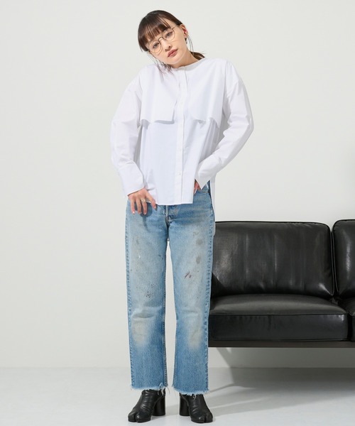 M nort（エムノート）の「【わたなべ麻衣プロデュース】コットン100/レイヤードフラップシャツブラウス（シャツ/ブラウス・レディース・ホワイト/カーキ・FREE）」の18枚目の写真