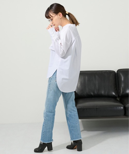 M nort（エムノート）の「【わたなべ麻衣プロデュース】コットン100/レイヤードフラップシャツブラウス（シャツ/ブラウス・レディース・ホワイト/カーキ・FREE）」の15枚目の写真