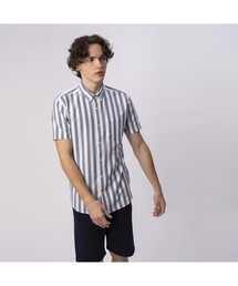 LACOSTE | バイカラーストライプ半袖ビジネスシャツ(シャツ/ブラウス)