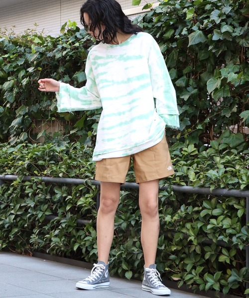 CAL O LINE（キャルオーライン）の「CAL O LINE/キャルオーライン TIE DYE CUT-OFF SWEAT タイダイ柄 スウェット トレーナー（スウェット・メンズ・ネイビー/グリーン・M/L/XL）」の8枚目の写真