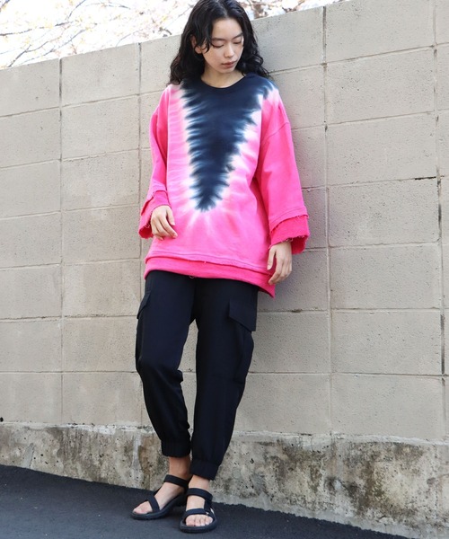 CAL O LINE（キャルオーライン）の「CAL O LINE/キャルオーライン TIE DYE CUT-OFF SWEAT タイダイ柄 スウェット トレーナー（スウェット・メンズ・ネイビー/グリーン・M/L/XL）」の18枚目の写真