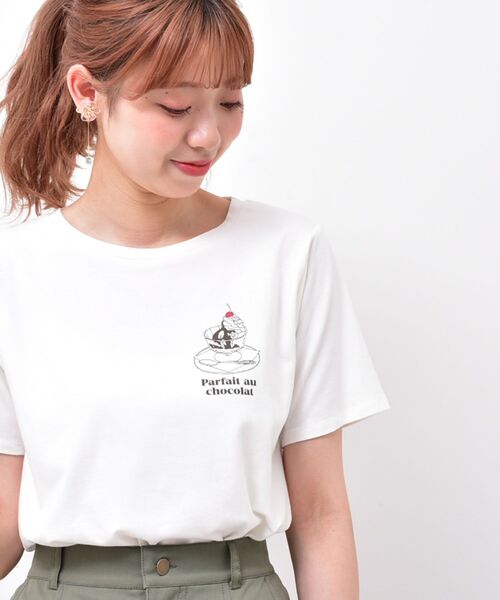 MAJESTIC LEGON（マジェスティックレゴン）の「カフェタイムＴｅｅ（Tシャツ/カットソー・レディース・ホワイト系その他2/ブルー/アイボリー・MEDIUM/SMALL）」の2枚目の写真