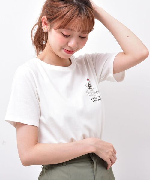 MAJESTIC LEGON（マジェスティックレゴン）の「カフェタイムＴｅｅ（Tシャツ/カットソー・レディース・ホワイト系その他2/ブルー/アイボリー・MEDIUM/SMALL）」の10枚目の写真
