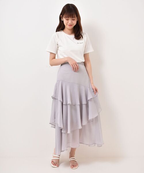 MAJESTIC LEGON（マジェスティックレゴン）の「カフェタイムＴｅｅ（Tシャツ/カットソー・レディース・ホワイト系その他2/ブルー/アイボリー・MEDIUM/SMALL）」の9枚目の写真