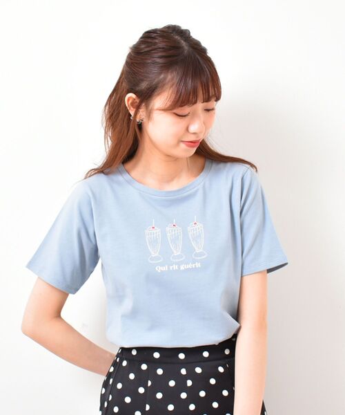 MAJESTIC LEGON（マジェスティックレゴン）の「カフェタイムＴｅｅ（Tシャツ/カットソー・レディース・ホワイト系その他2/ブルー/アイボリー・MEDIUM/SMALL）」の16枚目の写真