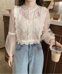ユークロニア　レーストップス 前後2wayハイネックレーストップス [C6004] - レディース