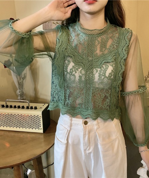 ユークロニア　レーストップス yuue' ( wear )（ユーイ）の「シースルーロングスリーブレース