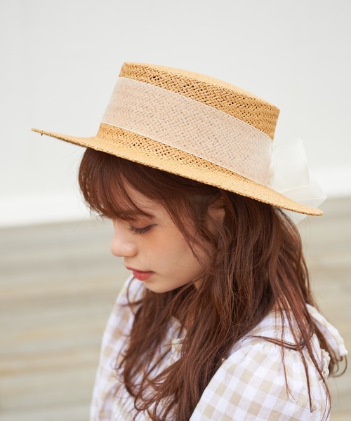 OLIVE des OLIVE(オリーブデオリーブ)の「オーガンリボンカンカン帽(ハット・レディース・ブラウン/オフホワイト・FREE)」の18枚目の写真