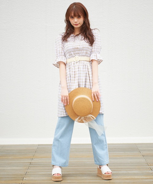 OLIVE des OLIVE(オリーブデオリーブ)の「オーガンリボンカンカン帽(ハット・レディース・ブラウン/オフホワイト・FREE)」の8枚目の写真