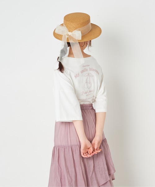 OLIVE des OLIVE(オリーブデオリーブ)の「オーガンリボンカンカン帽(ハット・レディース・ブラウン/オフホワイト・FREE)」の12枚目の写真