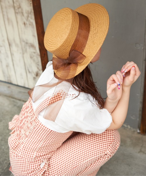 OLIVE des OLIVE(オリーブデオリーブ)の「オーガンリボンカンカン帽(ハット・レディース・ブラウン/オフホワイト・FREE)」の19枚目の写真