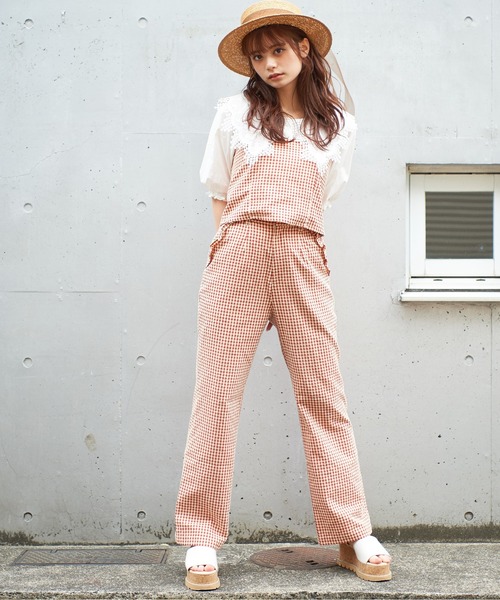 OLIVE des OLIVE(オリーブデオリーブ)の「オーガンリボンカンカン帽(ハット・レディース・ブラウン/オフホワイト・FREE)」の5枚目の写真