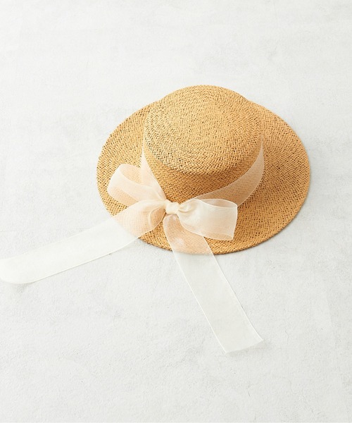 OLIVE des OLIVE(オリーブデオリーブ)の「オーガンリボンカンカン帽(ハット・レディース・ブラウン/オフホワイト・FREE)」の13枚目の写真