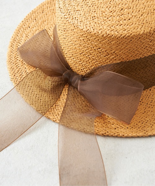 OLIVE des OLIVE(オリーブデオリーブ)の「オーガンリボンカンカン帽(ハット・レディース・ブラウン/オフホワイト・FREE)」の17枚目の写真