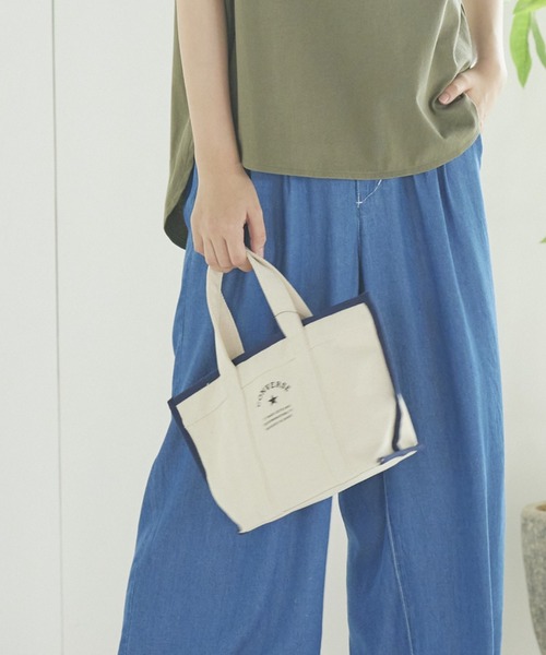 LIPSTAR（リップスター）の「≪CONVERSE／コンバース≫キャンバスパイピングトートバッグ（ハンドバッグ・レディース・カーキ/オフホワイト/ブラック・FREE）」の2枚目の写真