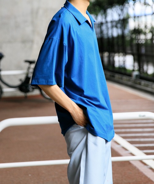 Adoon plain（アドーンプレーン）の「【Adoon plain】襟付きTシャツ（シャツ/ブラウス・メンズ・ブラック/サックスブルー/マスタード・MEDIUM/LARGE）」の19枚目の写真