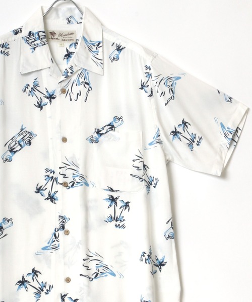 Lazar（ラザル）の「レーヨン 総柄 オープンカラーシャツ/アロハシャツ（シャツ/ブラウス・メンズ・ブラック系その他/グリーン系その他/イエロー系その他/オレンジ系その他/ホワイト系その他3/ブラック系その他3/ブラック系その他5/ベージュ系その他3/グリーン系その他3/ブルー系その他3/ブルー系その他5/ホワイト系その他/グレー系その他/ブルー系その他/ピンク系その他/ホワイト系その他2/ブラック系その他2/ブラック系その他4/ベージュ系その他2/グリーン系その他2/ブルー系その他2/ブルー系その他4/ブルー系その他6・L/M/S/LL）」の4枚目の写真