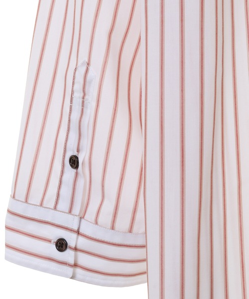 UNION STATION（ユニオンステーション）の「七分袖ストライプバンドカラーシャツ（シャツ/ブラウス・メンズ・サックスブルー/ホワイト系その他/レッド系その他/ブルー系その他・LL/M/L）」の5枚目の写真