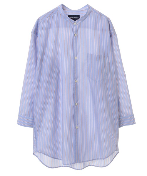 UNION STATION（ユニオンステーション）の「七分袖ストライプバンドカラーシャツ（シャツ/ブラウス・メンズ・サックスブルー/ホワイト系その他/レッド系その他/ブルー系その他・LL/M/L）」の11枚目の写真