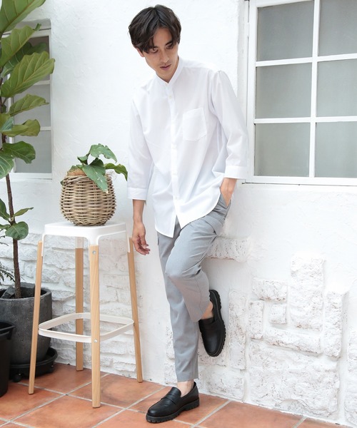 UNION STATION（ユニオンステーション）の「七分袖ストライプバンドカラーシャツ（シャツ/ブラウス・メンズ・サックスブルー/ホワイト系その他/レッド系その他/ブルー系その他・LL/M/L）」の14枚目の写真