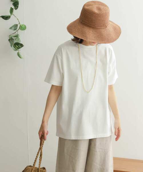 URBAN RESEARCH DOORS（アーバンリサーチドアーズ）の「オーガニックコットン半袖Tシャツ（Tシャツ/カットソー・レディース・ピンク/オフホワイト/カーキ/チャコールグレー・ONE）」の2枚目の写真