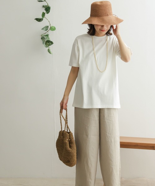 URBAN RESEARCH DOORS（アーバンリサーチドアーズ）の「オーガニックコットン半袖Tシャツ（Tシャツ/カットソー・レディース・ピンク/オフホワイト/カーキ/チャコールグレー・ONE）」の9枚目の写真