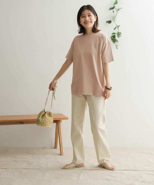 URBAN RESEARCH DOORS（アーバンリサーチドアーズ）の「オーガニックコットン半袖Tシャツ（Tシャツ/カットソー・レディース・ピンク/オフホワイト/カーキ/チャコールグレー・ONE）」の19枚目の写真