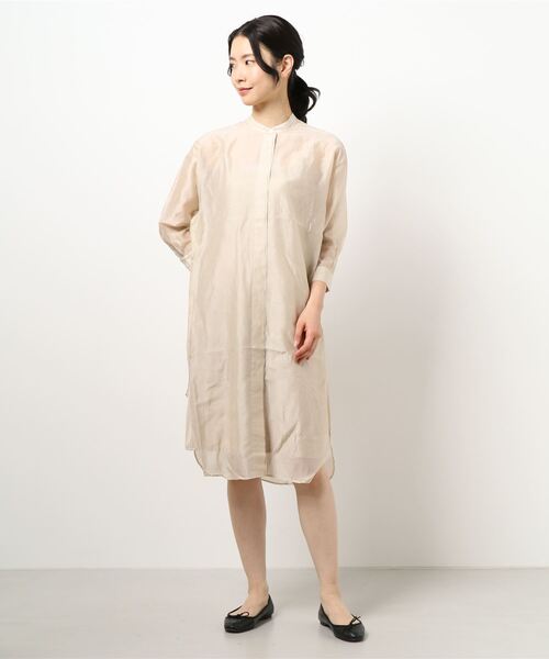 Te chichi（テチチ）の「シアーバンドカラーシャツワンピース（シャツワンピース・レディース・オフホワイト/ベージュ/グリーン・ﾌﾘ-）」の6枚目の写真