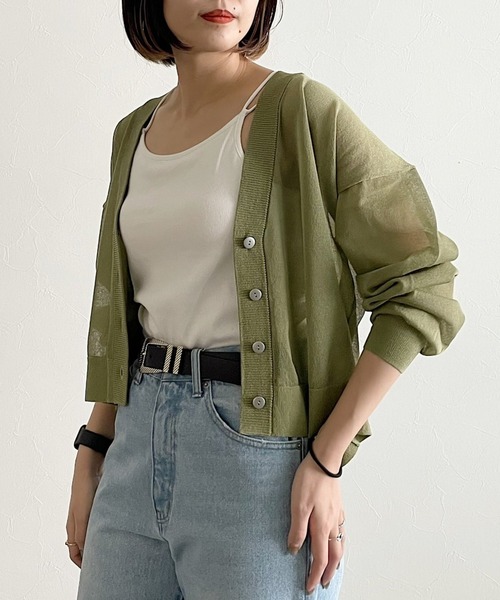 PAGEBOY（ページボーイ）の「シアーショートカーディガン（カーディガン/ボレロ・レディース・ブラック/オフホワイト/グレイッシュベージュ/グリーン系その他4・FREE）」の4枚目の写真