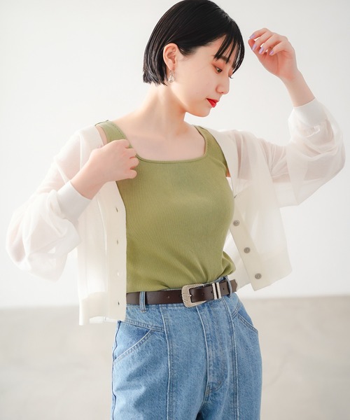 PAGEBOY（ページボーイ）の「シアーショートカーディガン（カーディガン/ボレロ・レディース・ブラック/オフホワイト/グレイッシュベージュ/グリーン系その他4・FREE）」の7枚目の写真