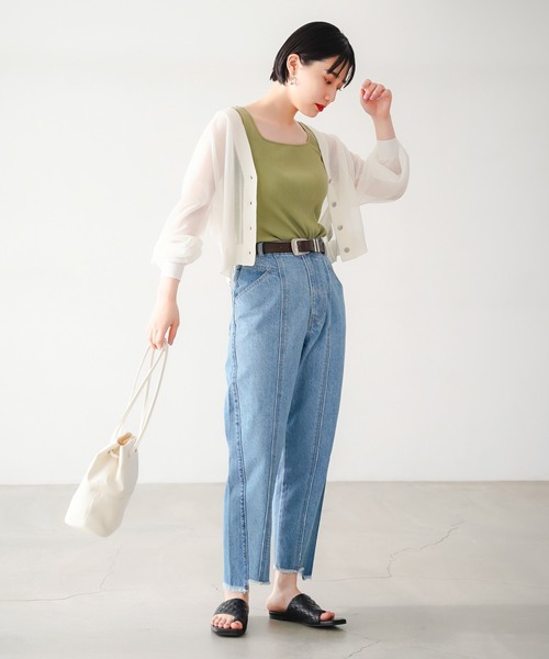 PAGEBOY（ページボーイ）の「シアーショートカーディガン（カーディガン/ボレロ・レディース・ブラック/オフホワイト/グレイッシュベージュ/グリーン系その他4・FREE）」の9枚目の写真