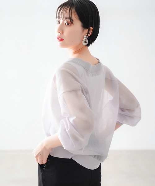 PAGEBOY（ページボーイ）の「シアーショートカーディガン（カーディガン/ボレロ・レディース・ブラック/オフホワイト/グレイッシュベージュ/グリーン系その他4・FREE）」の14枚目の写真