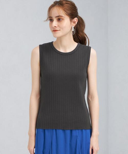 green label relaxing（グリーンレーベルリラクシング）の「CFC ワイド リブ ノースリーブ プルオーバー カットソー（Tシャツ/カットソー・レディース・ダークグレー/ナチュラル/ケリー・FREE）」の4枚目の写真