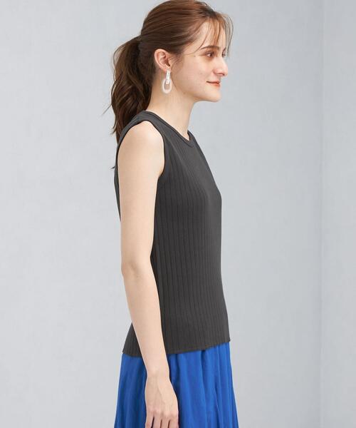 green label relaxing（グリーンレーベルリラクシング）の「CFC ワイド リブ ノースリーブ プルオーバー カットソー（Tシャツ/カットソー・レディース・ダークグレー/ナチュラル/ケリー・FREE）」の5枚目の写真