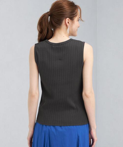 green label relaxing（グリーンレーベルリラクシング）の「CFC ワイド リブ ノースリーブ プルオーバー カットソー（Tシャツ/カットソー・レディース・ダークグレー/ナチュラル/ケリー・FREE）」の6枚目の写真