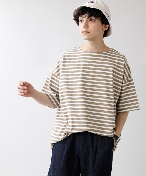 RAGEBLUE（レイジブルー）の「マリンボーダー/サイドスリットビッグTシャツ/949576（Tシャツ/カットソー・メンズ・ベージュ/ホワイト×ネイビー・MEDIUM/LARGE）」の16枚目の写真