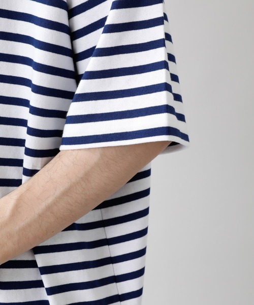 RAGEBLUE（レイジブルー）の「マリンボーダー/サイドスリットビッグTシャツ/949576（Tシャツ/カットソー・メンズ・ベージュ/ホワイト×ネイビー・MEDIUM/LARGE）」の21枚目の写真