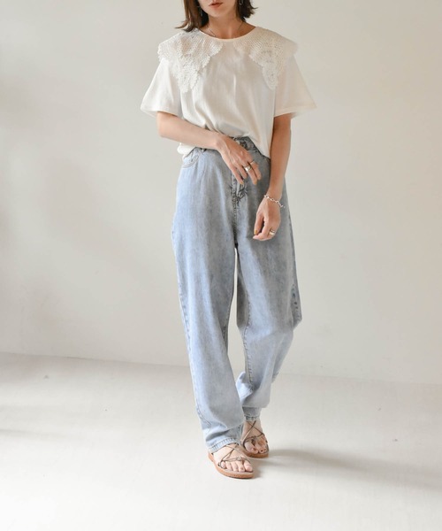 muure（ミュール）の「レース襟付き半袖カットソー（Tシャツ/カットソー・レディース・ブラック/アイボリー・FREE）」の9枚目の写真