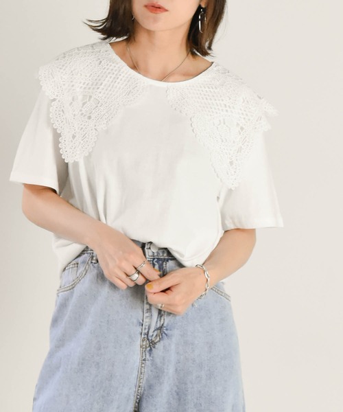 muure（ミュール）の「レース襟付き半袖カットソー（Tシャツ/カットソー・レディース・ブラック/アイボリー・FREE）」の12枚目の写真