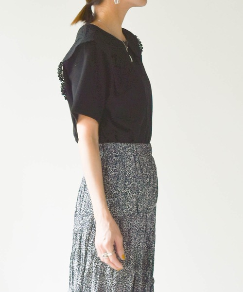 muure（ミュール）の「レース襟付き半袖カットソー（Tシャツ/カットソー・レディース・ブラック/アイボリー・FREE）」の17枚目の写真