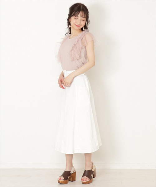 WILLSELECTION（ウィルセレクション）の「チュールラッフルリブトップス（Tシャツ/カットソー・レディース・ブラック/ベージュ/オフホワイト・MEDIUM）」の20枚目の写真