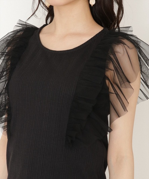 WILLSELECTION（ウィルセレクション）の「チュールラッフルリブトップス（Tシャツ/カットソー・レディース・ブラック/ベージュ/オフホワイト・MEDIUM）」の15枚目の写真