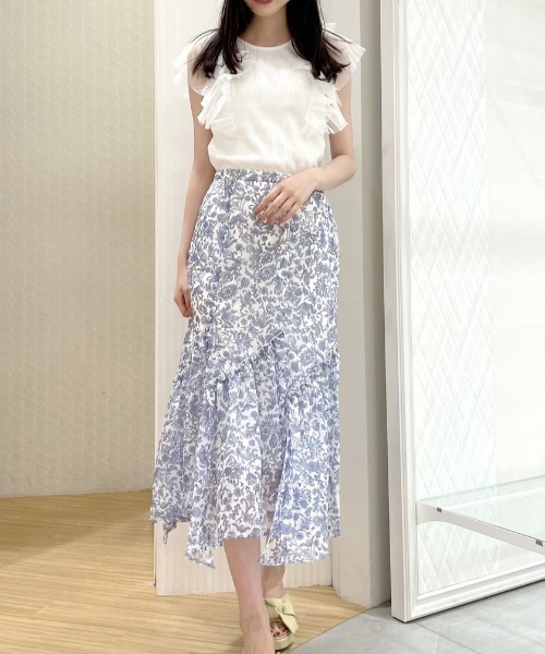 WILLSELECTION（ウィルセレクション）の「チュールラッフルリブトップス（Tシャツ/カットソー・レディース・ブラック/ベージュ/オフホワイト・MEDIUM）」の8枚目の写真