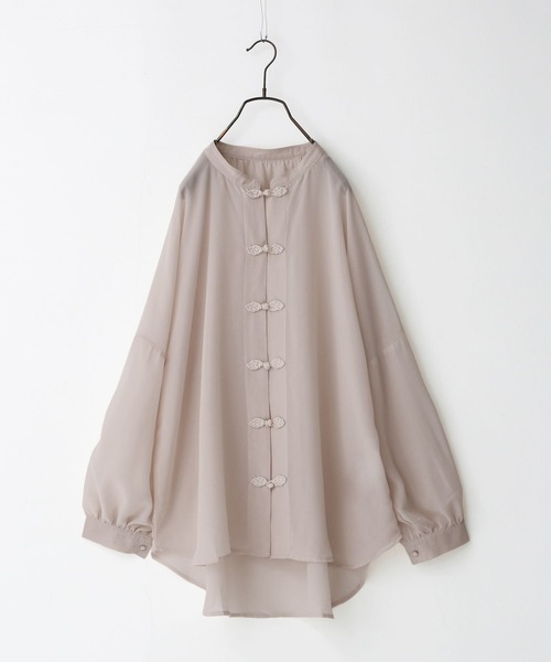 n'OrLABEL（ノアールレーベル）の「『シアーチャイナブラウス』（シャツ/ブラウス・レディース・パープル/ライトベージュ/ネイビー/グリーン/ベージュ/ダークネイビー/グレイッシュブルー・FREE）」の17枚目の写真