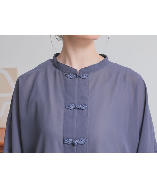 n'OrLABEL（ノアールレーベル）の「『シアーチャイナブラウス』（シャツ/ブラウス・レディース・パープル/ライトベージュ/ネイビー/グリーン/ベージュ/ダークネイビー/グレイッシュブルー・FREE）」の22枚目の写真