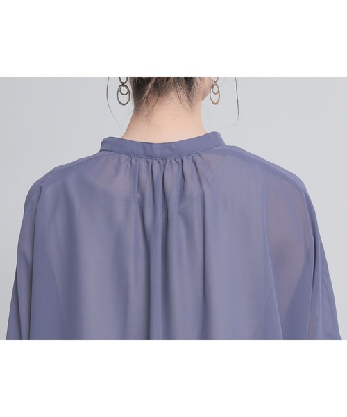 n'OrLABEL（ノアールレーベル）の「『シアーチャイナブラウス』（シャツ/ブラウス・レディース・パープル/ライトベージュ/ネイビー/グリーン/ベージュ/ダークネイビー/グレイッシュブルー・FREE）」の9枚目の写真